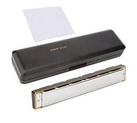 OKOVO C Key Harmonica 28 trous large gamme Type de polyphonie en acier inoxydable matériau ABS orgue à bouche (Argent)
