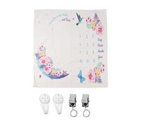 OKOVO Couverture de Jalon pour bébé, Environ 39,4 Pouces de Large, Style Fleurs et Oiseaux, Calendrier de la première année, Accessoire Photo pour Tout-Petit