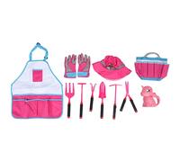OKOVO Ensemble de jardinage pour enfants - Jouet de jeu - Tablier - Chapeau de soleil - Gants - Kit d'outils de jardinage pour enfants - Rose