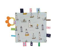 OKOVO Infant Comfort Towel Cute Patterans Soft Velvet Silicone Teether Baby Saliva Towel (Voilier)