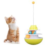 OKOVO Jouet de Plateau tournant pour Chat, Tour à 2 Niveaux, Jouet Amusant avec Balle roulante, Exercice interactif pour Chaton, Tour de Puzzle, Jouet Teaser pour Chat pour l'exercice (Yellow)