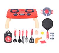 OKOVO Kitchen Accessories Play Set with Realistic Light Sound Kitchen Cooking Playset for Kids Toddlers Children (Rouge)