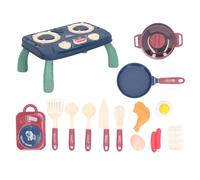 OKOVO Kitchen Accessories Play Set with Realistic Light Sound Kitchen Cooking Playset for Kids Toddlers Children (Bleue)