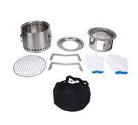 OKOVO Poêle à bois de Camping rond Portable en acier inoxydable, poêle à bois polyvalent pour l'extérieur