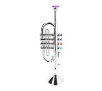 OKOVO Saxophone jouet pour enfants avec 3 touches colorées 3 tons instruments de musique pour l'éducation précoce trompette jouet pour les tout-petits jeux de rôle (Argent)