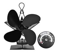 OKOVO Thermomètre ventilateur à moteur de chaleur à chaleur noire 4 lames pour poêle à bois