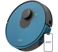 OKP L1 Robot aspirateur, Navigation Lidar, Évitement d'obstacles TOF, 3800 Pa, Aspirateur Robot Poil Animaux, 200 Minutes, Recharge Automatique, Nettoyage Intelligent, Convient aux sols durs, Bleu