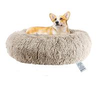 OKPOW Lit en Forme de Donut pour Chien de Grande Taille, lit apaisant et Anti-anxiété, Lavable, Doux et Chaud, en Polaire, Coussin orthopédique Rond pour soulager Le Sommeil, Fond antidérapant, 80 cm