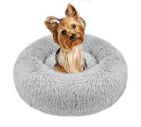 OKPOW Panier Chien Rond Coussin - Lavable Lit pour Chiots Petits Chiens - Doux Anti-Anxiété Lit pour Chats Confortable - Panier Donut Moelleux en Peluche