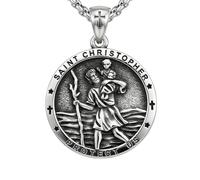 OKROKTOT Collier avec médaille religieuse de saint Jésus Crucifix/St Michel/Saint-Christophe/Vierge Marie/St Pèlerin Protection chrétienne Amulette Bijoux Cadeaux pour homme père frère, Base :, Pas de
