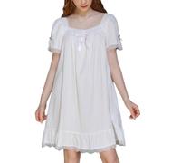 OKSakady Femmes été Belle Princesse Vent Ample Coton Dentelle Pyjama carré Cou Manches Courtes Pyjama