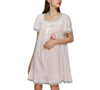 OKSakady Femmes été Belle Princesse Vent Ample Coton Dentelle Pyjama carré Cou Manches Courtes Pyjama