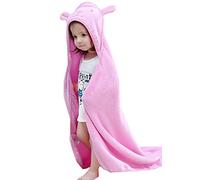 OKSakady Robe de Chambre Polaire Enfant Peignoir Sortie de Bain à Capuche Animaux pour Bébé Cape de Bain Flanelle Microfibre