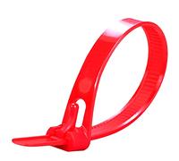 Oksdown Collier de Serrage Réutilisable en Nylon 200 mm × 7,6 mm Attache Câble Plastique Rilsan Serre Câbles Rouge Lot de 100 Pièces