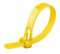 Oksdown Collier de Serrage Réutilisable en Nylon 300 mm × 7,6 mm Attache Câble Plastique Rilsan Serre Câbles Jaune Lot de 100 Pièces