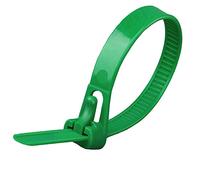 Oksdown Collier de Serrage Réutilisable en Nylon 400 mm × 7,6 mm Attache Câble Plastique Rilsan Serre Câbles Vert Lot de 100 Pièces