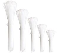 Oksdown Lot de 300 Pièces Serre Câble Blanc Plastique Lourd Collier de Serrage Rilsan Nylon Attaches Cable Zip Ties Assortiment 100/150/200/250/300mm de Long, 2,5/3,6mm de Large