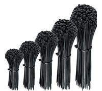 Oksdown Lot de 300 Pièces Serre Câble Noir Plastique Lourd Collier de Serrage Rilsan Nylon Attaches Cable Zip Ties Assortiment 100/150/200/250/300mm de Long, 2,5/3,6mm de Large