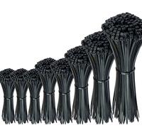 Oksdown Lot de 750 Pièces Serre Câble Noir Plastique Lourd Collier de Serrage Rilsan Nylon Attaches Cable Zip Ties Assortiment 100/150/200/250/300mm de Long, 2,5/3,6/4,8 mm de Large