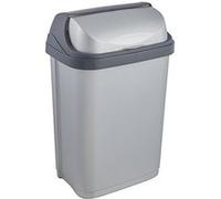 keeeper Poubelle plastique à couvercle coulissant 10 litres Gris Clair