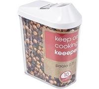 keeeper Boîte Verseuse pour provisions sèches, Couvercle doseur réglable en continu, plastique sans BPA, 750 ml, 10,5 x 5,5 x 17 cm, Paola, Blanc