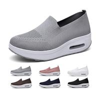 OKTAOAOO Baskets Orthopédiques pour Femmes, Respirant Confortable Chaussures De Marche, Coussin d'air Support De L'arche Glisser sur Baskets, Poids Léger Engrener Extensible Baskets(Gray,42 EU)