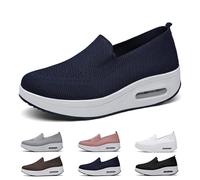 OKTAOAOO Baskets Orthopédiques pour Femmes, Respirant Confortable Chaussures De Marche, Coussin d'air Support De L'arche Glisser sur Baskets, Poids Léger Engrener Extensible Baskets(Dark Blue,37 EU)