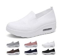 OKTAOAOO Baskets Orthopédiques pour Femmes, Respirant Confortable Chaussures De Marche, Coussin d'air Support De L'arche Glisser sur Baskets, Poids Léger Engrener Extensible Baskets(White,37 EU)