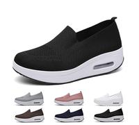 OKTAOAOO Baskets Orthopédiques pour Femmes, Respirant Confortable Chaussures De Marche, Coussin d'air Support De L'arche Glisser sur Baskets, Poids Léger Engrener Extensible Baskets(Black,37 EU)