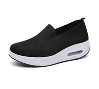 OKTAOAOO Baskets Orthopédiques pour Femmes, Semelle Souple Chaussures De Marche À Enfiler, Engrener Respirant Occasionnel Baskets, Poids Léger Athlétique Chaussures De Marche(Black,39 EU)
