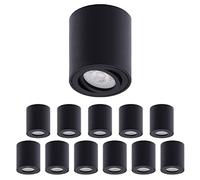 Oktaplex 12 pièces spots apparents Lile M noir - avec module LED 4,8 W 230 V 4000 K blanc chaud 80 x 85 mm luminaire apparent spot apparent aluminium orientable