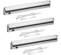 Oktaplex 3 pièces Rota lampe sous évier LED 230V 9,7W 58 cm pivotant 3000K blanc chaud aluminium éclairage sous évier 1085 lumens avec interrupteur