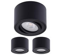 Oktaplex 3 pièces Spot apparent Lile Noir - avec module LED dimmable 5W 230V 3000K Blanc chaud 80x50mm Spot apparent en aluminium orientable