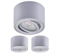 Oktaplex 3 spots encastrables Lile en aluminium brossé - avec module LED 4,8 W 230 V 3000 K blanc chaud 80 x 50 mm Luminaire apparent Spot encastrable orientable