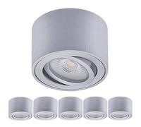 Oktaplex 6 pièces Spot à monter Lile Alu brossé - incl. module LED dimmable 5W 230V 3000K blanc chaud 80x50mm Spot à monter en saillie orientable