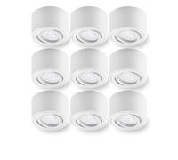 Oktaplex 9 pièces spots apparents Lile blanc - avec module LED dimmable 4,9 W 230 V 4000 K blanc neutre 80 x 50 mm Spot apparent en aluminium orientable