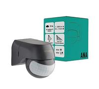 Oktaplex Ana détecteur de Mouvement extérieur IP44 | PIR à 180° avec portée de 12 m, orientable avec détecteur crépusculaire pour montage en saillie