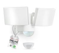 Oktaplex Cali Dos projecteur LED détecteur de mouvement 40W 3200lm, Blanc | 2 têtes, sortie commutée, 3000K lumière chaude, IP65, 230V, spot extérieur puissant, pour jardin, garage, cour et chemin