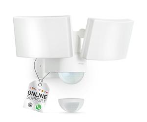 Oktaplex Cali Dos projecteur LED détecteur de mouvement 40W 3200lm, Blanc | 2 têtes, sortie commutée, 3000K lumière chaude, IP65, 230V, spot extérieur puissant, pour jardin, garage, cour et chemin