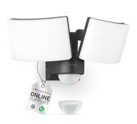 Oktaplex Cali Dos projecteur LED détecteur de mouvement 40W, Anthracite | 2 têtes, fonction maître, 3200lm, 3000K blanc chaud, IP65, 230V, spot extérieur puissant, pour terrasse, jardin et garage