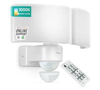 Oktaplex Cali Dos projecteur LED détecteur de mouvement télécommande | blanc, 2 têtes, 40W, 4600lm, 3000K lumière chaude, IP65, 230V, spot extérieur puissant, pour jardin, garage et cour, phare