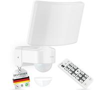 Oktaplex Cali projecteur LED détecteur de mouvement télécommande, Blanc | 26W, 3000lm, 3000K lumière chaude, IP65, 230V, spot extérieur puissant, pour jardin, garage, cour et chemin, phare, lampe