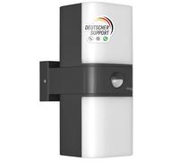 Oktaplex Duas applique murale extérieure détecteur de mouvement LED 20W | anthracite, 1800lm, 3000K blanc chaud, IP65, 230V, pour terrasse, jardin, garage et allée, luminaire, éclairage