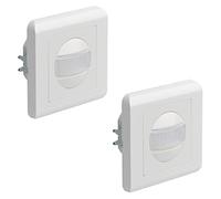 Oktaplex Ela Lot de 2 détecteurs de Mouvement encastrés Blancs | 160° 9m capteurs infrarouges intérieurs 230V 2 fils avec capteur crépusculaire pour boîte d'encastrement