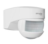 Oktaplex Lea Détecteur de mouvement extérieur IP54 Capteur infrarouge 180° 12 m Montage mural et plafond 230 V Montage en saillie LED Blanc Compatible avec capteur crépusculaire