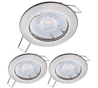 Oktaplex Lighting Sedan Lot de 3 spots LED encastrables avec module LED 4,8 W 4000 K 230 V 380 lm Blanc chaud 110° - acier inoxydable brossé - Diamètre des trous: 60 mm
