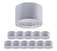 Oktaplex Lile Lot de 12 spots encastrables en aluminium brossé avec module LED 4,8 W 230 V 3000 K Blanc chaud 80 x 50 mm