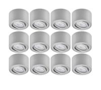 Oktaplex Lile Lot de 12 spots orientables avec ampoule LED blanc chaud 3000K 1,9W remplaçable, spots de plafond en aluminium brossé 230V