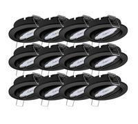 Oktaplex lot de 12 Dijon LED spots de plafond 230V gradable Orientable | 22mm profondeur d’encastrement, 2700K blanc chaud, diamètre de perçage 68mm, 4,9W, 370lm, 110° spot encastrable noir