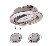 Oktaplex lot de 3 Dijon spots LED 230V orientable ultra-plat 22mm | blanc neutre 4000K, diamètre de perçage 68mm, 4,8W, 380lm, 110°, plafonnier acier inoxydable brossé rond